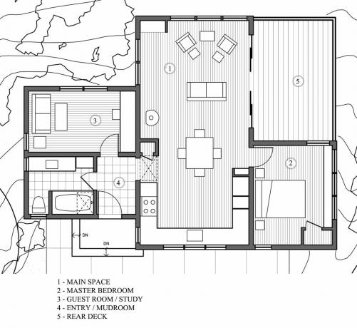 Mendocino County Cottage Signature Houseplan, 840 sq ft, af arkitekt Cathy Schwabe