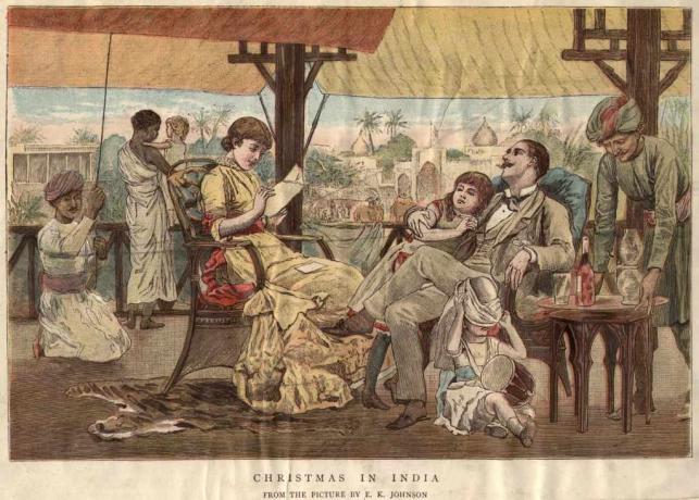 omkring 1900: En britisk familie, der fejrer jul i Indien.