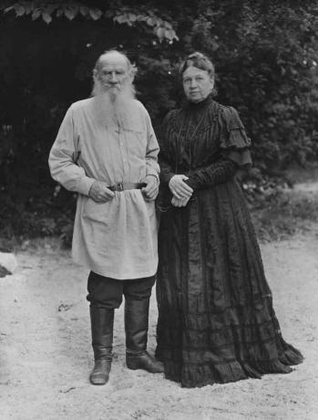 Foto af Leo Tolstoj og hans kone Sonya