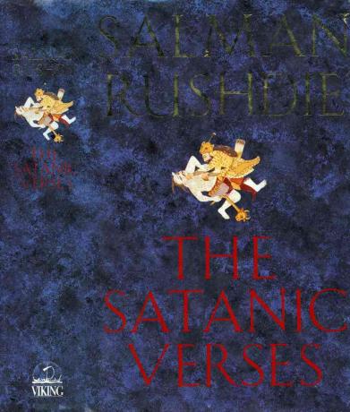 Salman Rushdies bog 'The Satanic Verses' omslag.