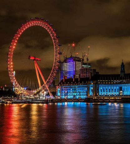 London Eye om natten lyste alt sammen.