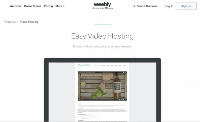 Weebly-side med videohostingfunktioner