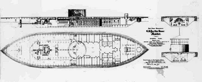 Ericssons innovative plan for skærmen omfattede en revolverende pistol revolver.