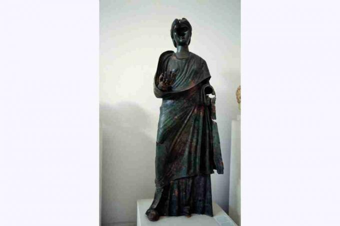 Bronzestatue af Julia Mamaea, mor til Alexander Severus, fundet i Sparta, romersk civilisation, 3. århundrede