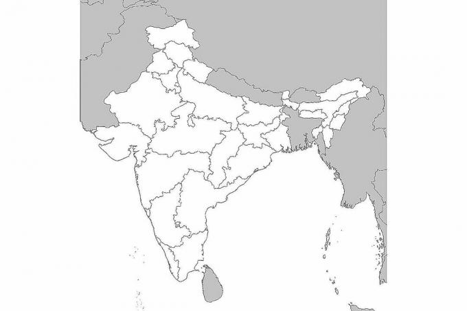 Tomt kort over Indien