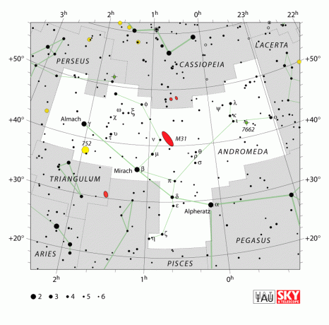IAU-diagram, der viser Andromeda-stjernebilledet.