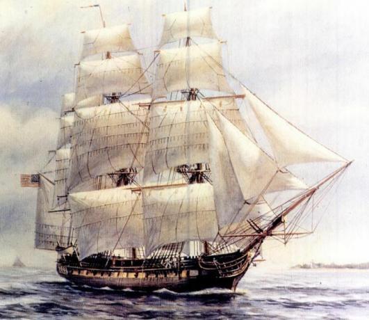 USS Chespeake under sejl