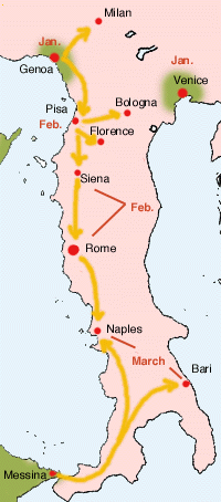 1348 Spredningen af ​​den sorte død gennem Italien