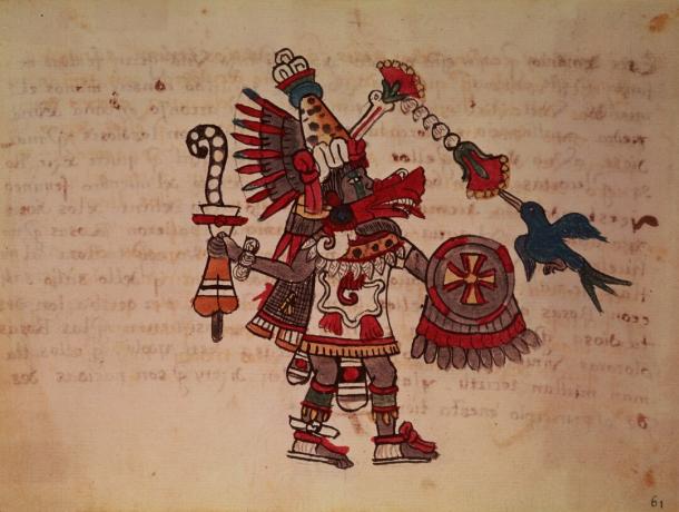 Quetzalcoatl, Toltec og Aztec gud; den plumed slange, vindens gud, læring og præstedømmet, livets mester, skaberen og civiliseren, skytshelgen for enhver kunst og opfinder af metallurgi (manuskript)