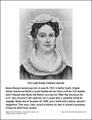 First Lady Rachel Jackson Coloring Page