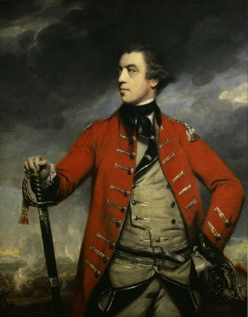 John Burgoyne i en rød uniform fra den britiske hær.