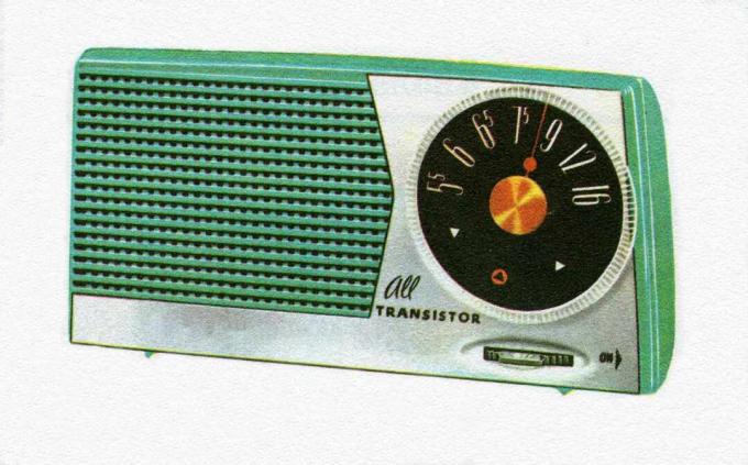 Vintage illustration af en bærbar transistorradio fra 1950'erne