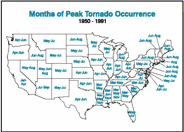 Peak Tornado Måneder efter stat