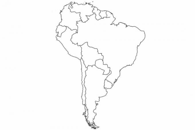 Tomt kort over Sydamerika