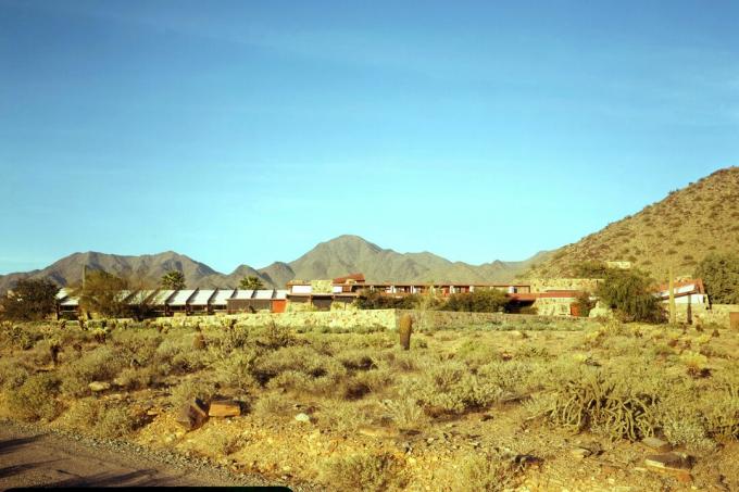 Taliesin West, den spredte, organiske arkitektur af Frank Lloyd Wright på Shea Road i Scottsdale, Arizona