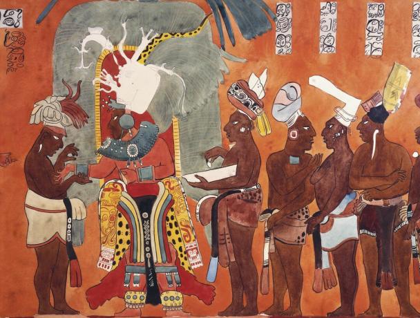 Bonampak Murals, værelse 3: Royal Family Performing a Bloodletting Ritual (genopbygning)