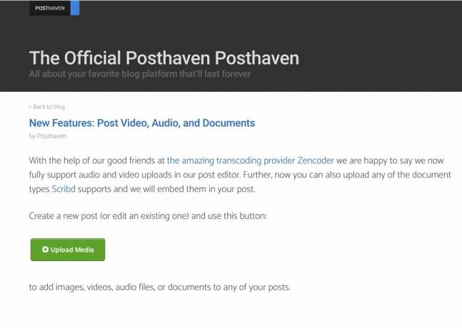 Meddelelse om posthaven om understøttelse af video, lyd og dokumentation