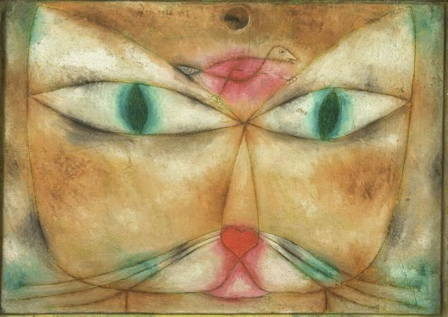 Kat og fugl. Kunstner: Klee, Paul (1879-1940)