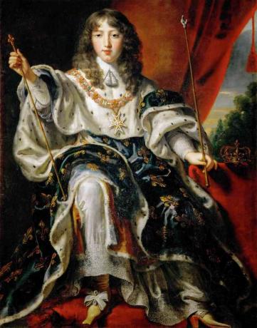 Louis XIV, konge af Frankrig i sine kroningskåle