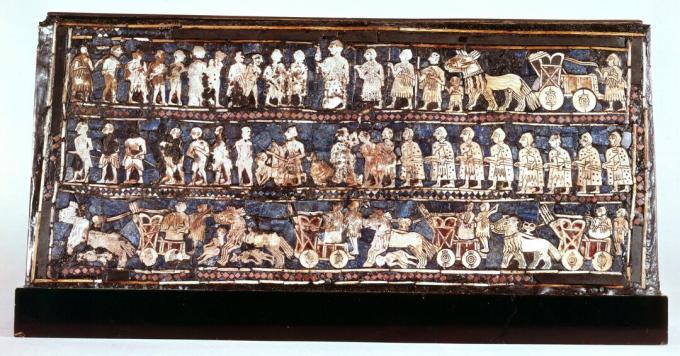 Standard for Ur, krigssiden, fra den kongelige kirkegård i Ur, Sumerian, c2500 f.Kr.