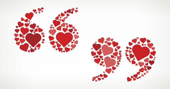 Citatmærker Røde hjerter Kærlighedsmønster