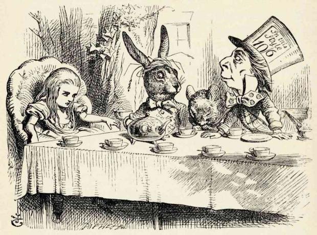 Alice in Wonderland - Mad Hatter's Tea Party - fra bogen af Lewis Carroll