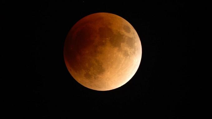 En måneformørkelse set gennem Griffith Observatory-teleskopet.