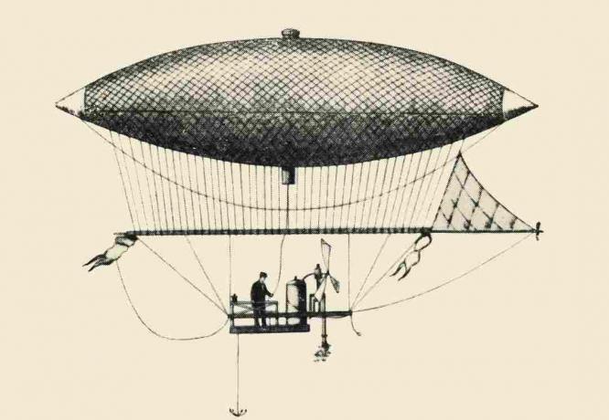 Dirigible oprettet af den franske ingeniør Henri Giffard (1825-1882) i 1852