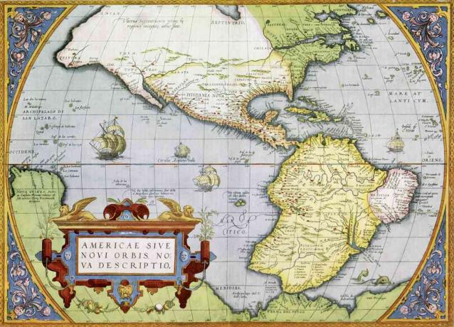 Kort over Amerika eller den nye verden i Theatrum Orbis Tearrarum af Abraham Ortelius, 1570.