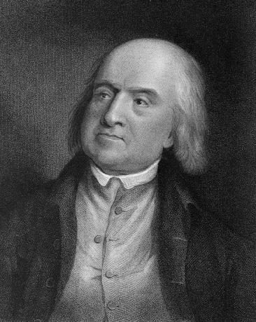 Jeremy Bentham (1748-1832), engelsk jurist og filosof. En af de vigtigste udtalere af utilitarisme.