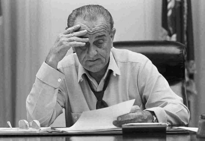 Fotografi af Lyndon Johnson i 1968
