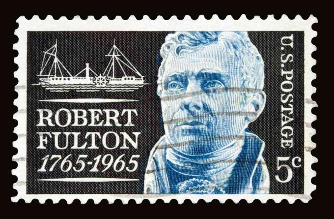 I 1965 udstedte et amerikansk frimærke med 5 cent, der viser den amerikanske ingeniør Robert Fulton