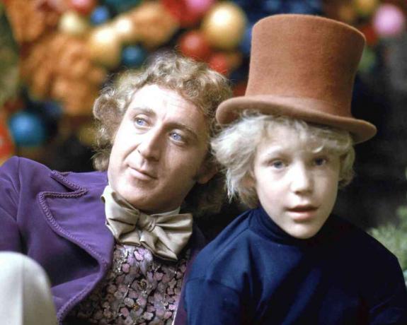 Gene Wilder og Peter Ostrum i karakter som Willy Wonka og Charlie