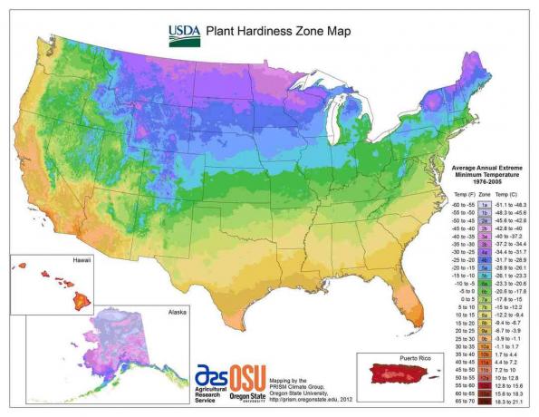 US Plantehårdhedszonekort