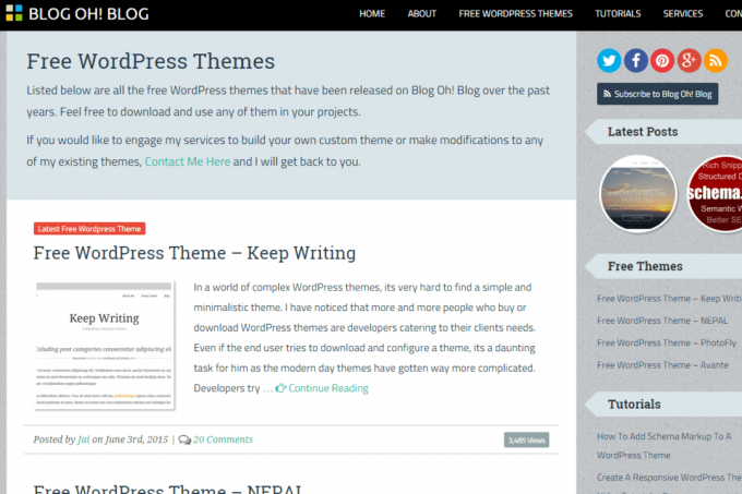 De gratis WordPress-temaer på Blog Oh! Blog