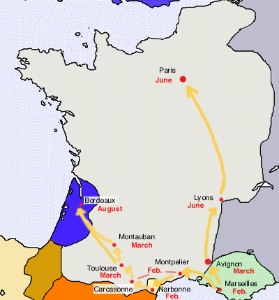 1348 Den sorte død spredes gennem Frankrig