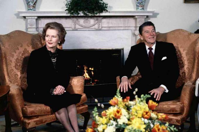 Præsident Ronald Reagan med Margaret Thatcher, 1981.