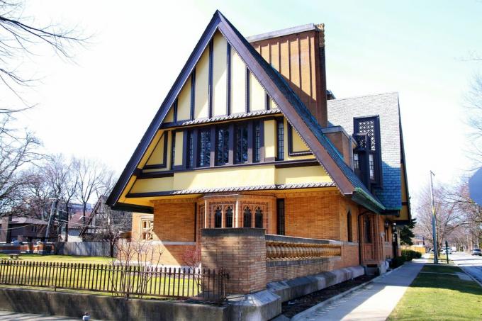 The Nathan G. Moore House, bygget i 1895, designet og ombygget af Frank Lloyd Wright, Oak Park, Illinois