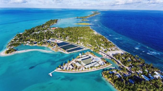 Luftfoto af øen Kiribati