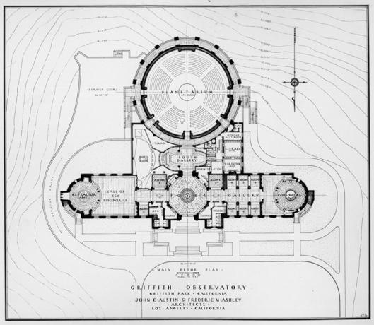 Grundplan af Griffith Observatory i 1933.