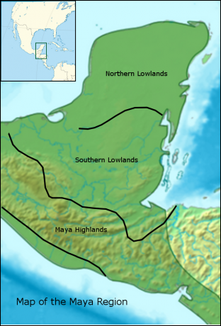 Kort over Maya-regionen