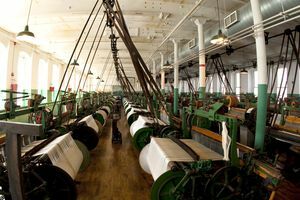 Fotografi af en restaureret tekstilfabrik i Lowell, Massachusetts